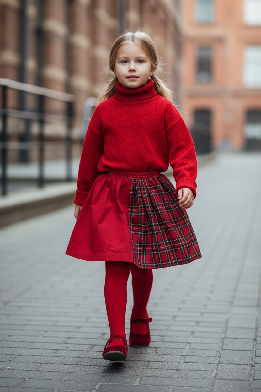 Gonna KIDS bicolore Duble rosso tartan