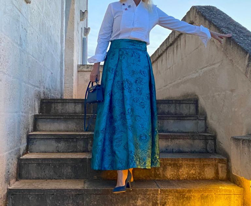 Gonna Robi  broccato ottanio