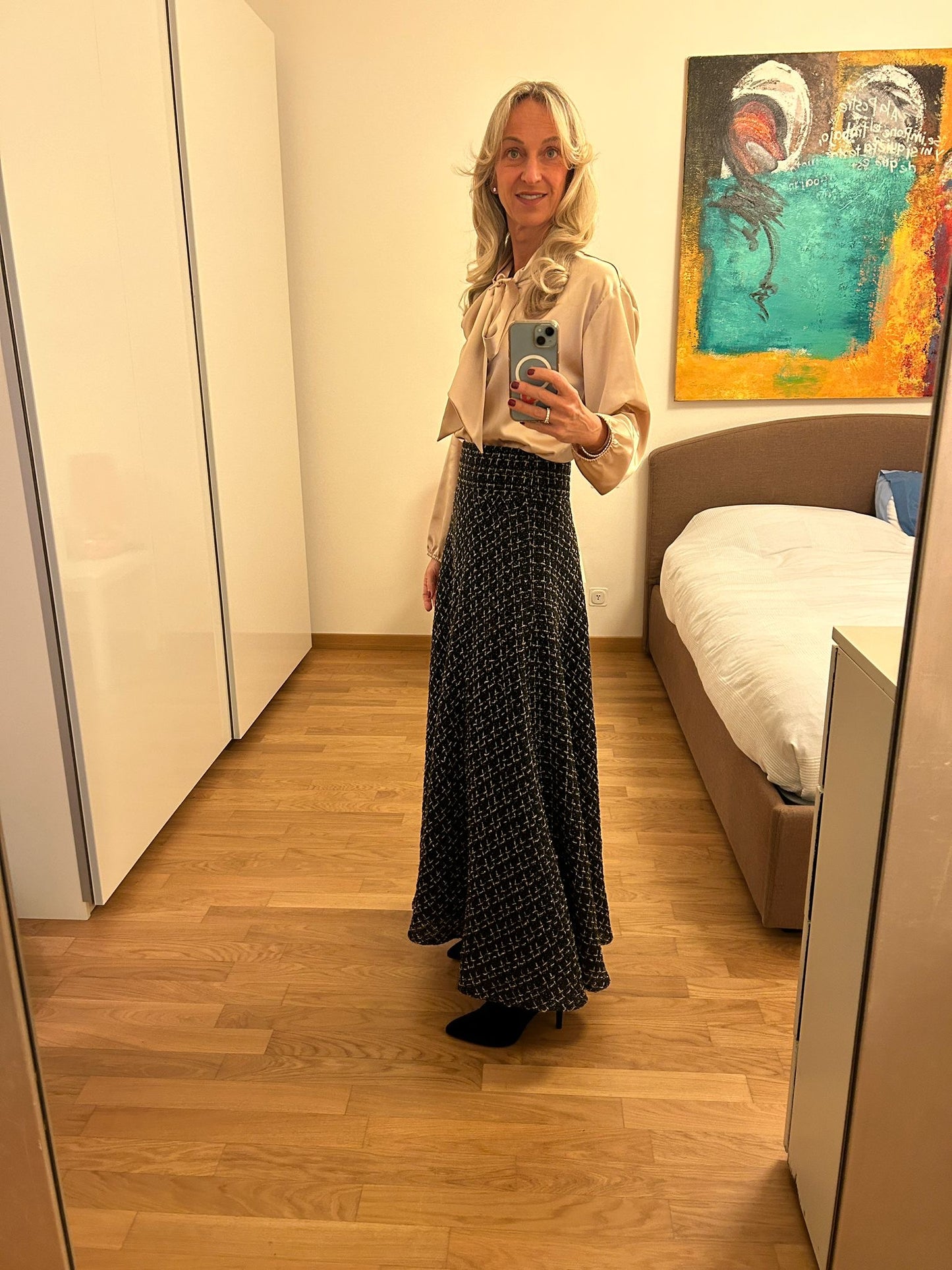 Gonna Valentina Tweed Nero e Oro