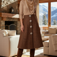 Gonna Letizia in tessuto tweed lurex con bottoni gioiello
