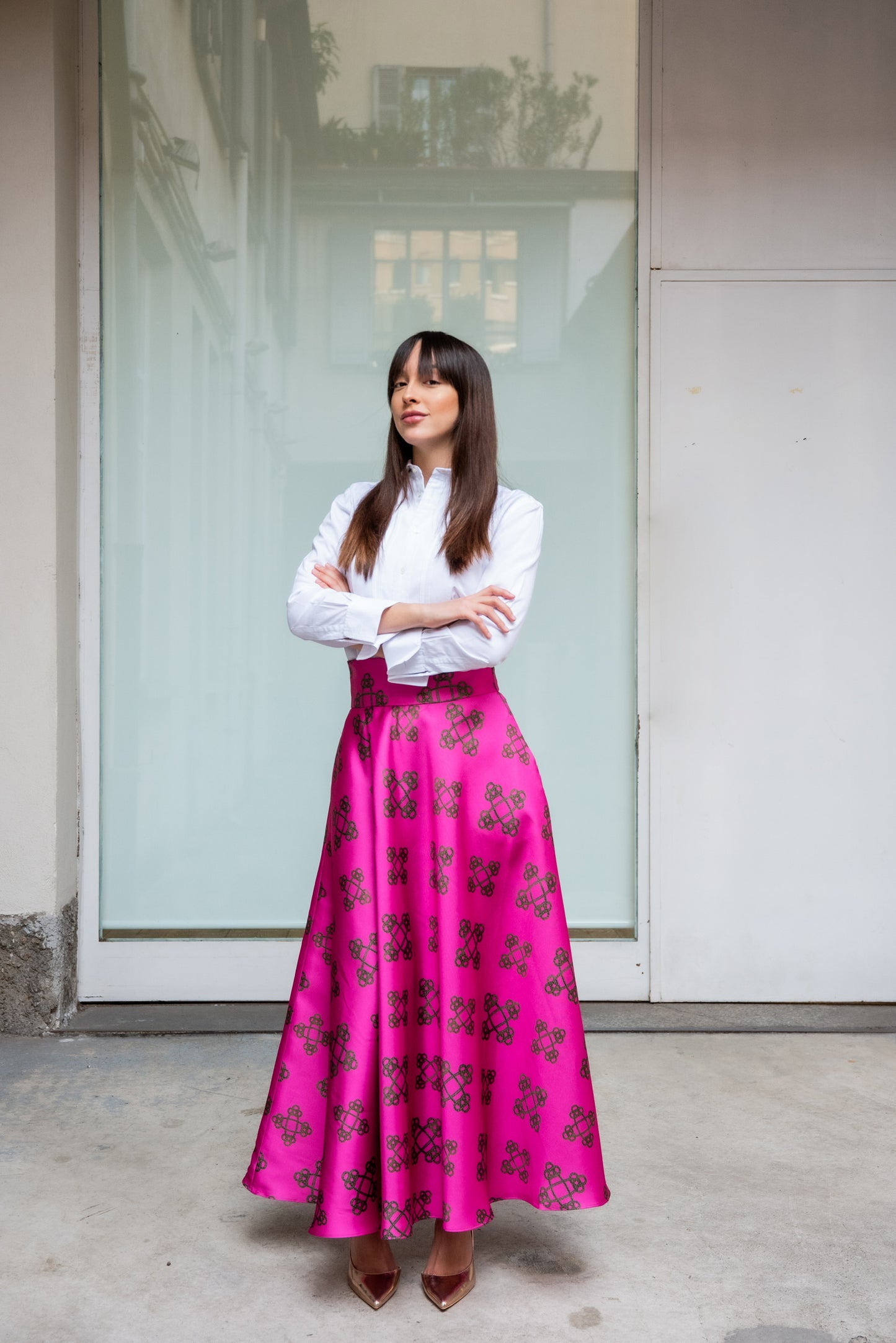 Gonna Valentina tessuto DOUCHESSE, SATIN O PANNO in motivo e colore PERSONALIZZATO