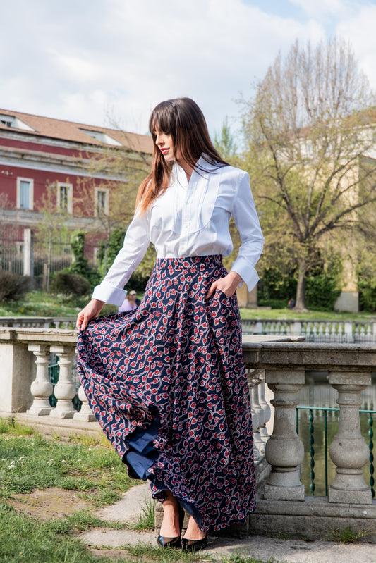 Gonna Malu’ Chiffon blu e bordeaux