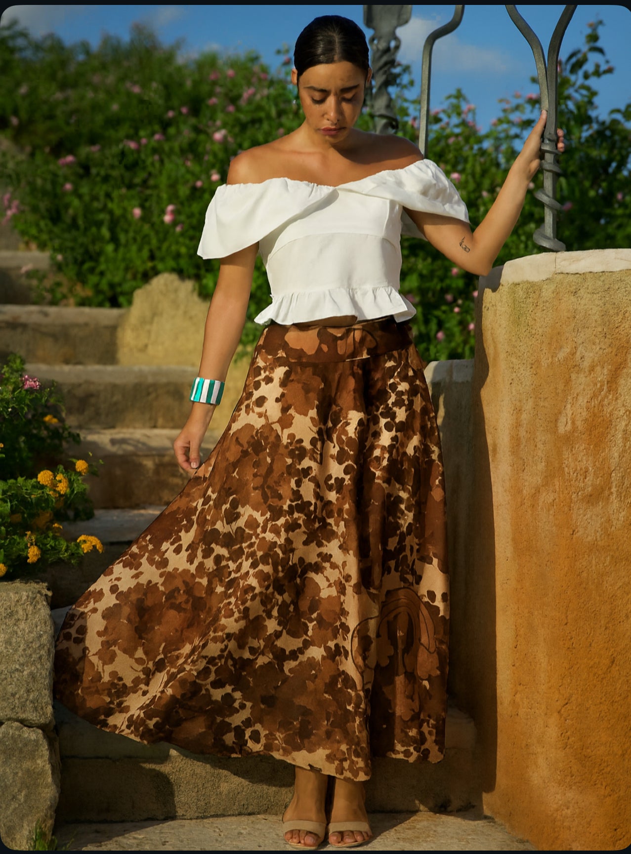 Gonna Valentina Douchesse Foglie Beige