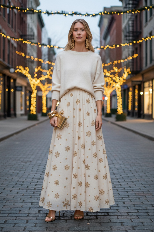 Gonna Malu’ chiffon fiocchi di neve panna