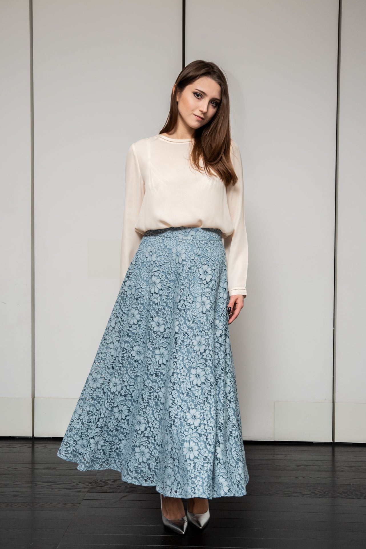 Gonna Valentina pizzo azzurro