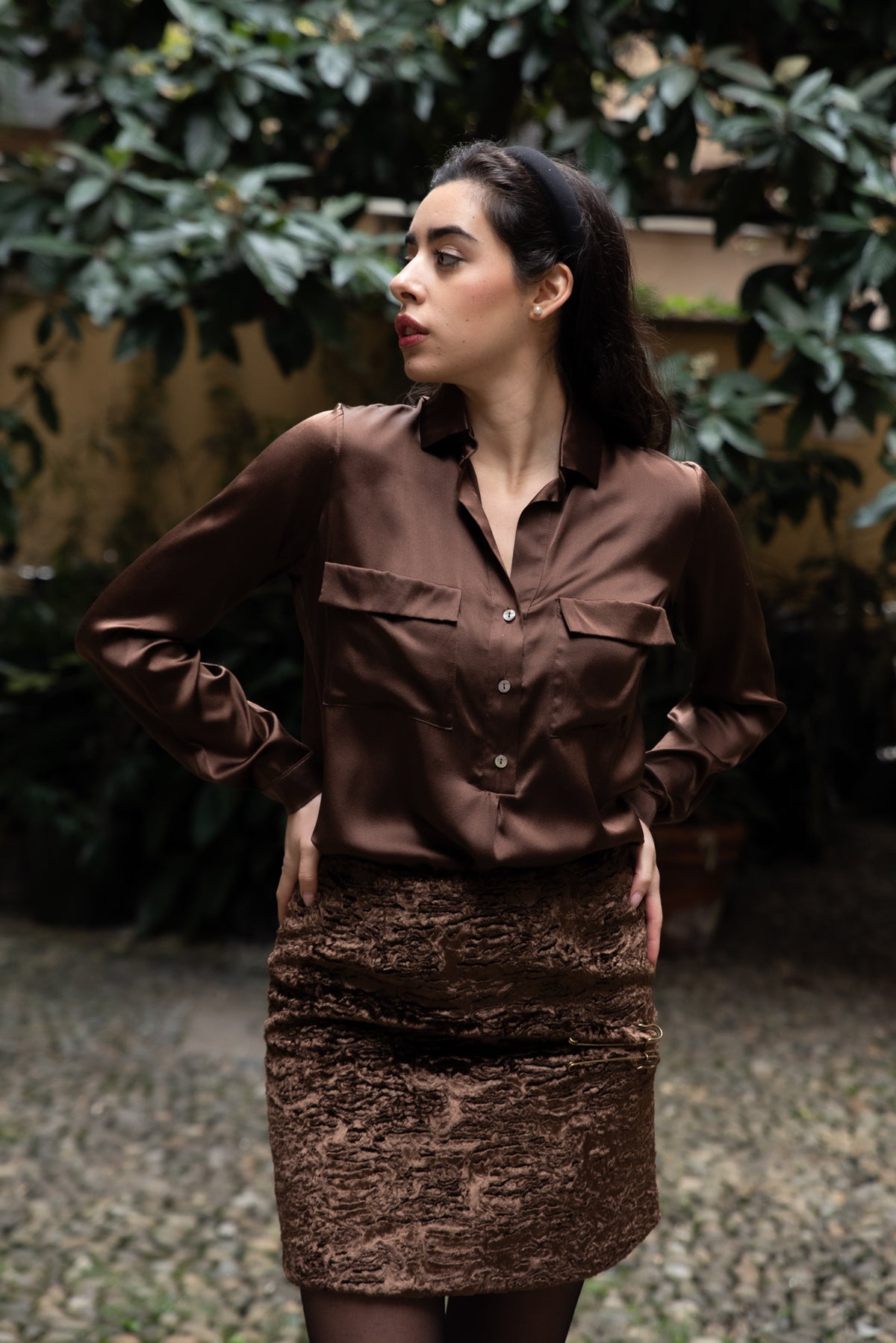 Minigonna Monica faux fur color marron glacé