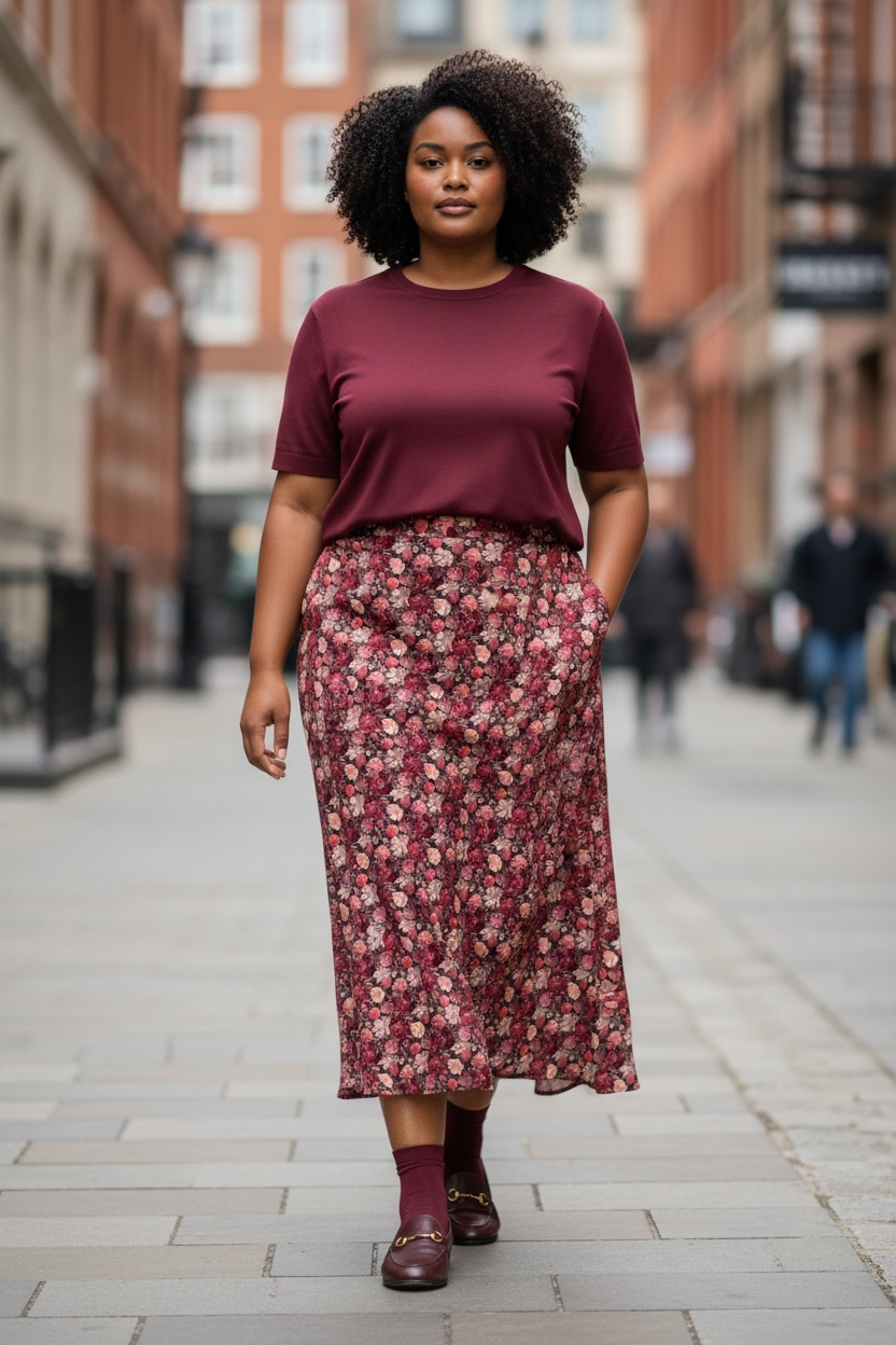 Gonna Nina in satin floreale