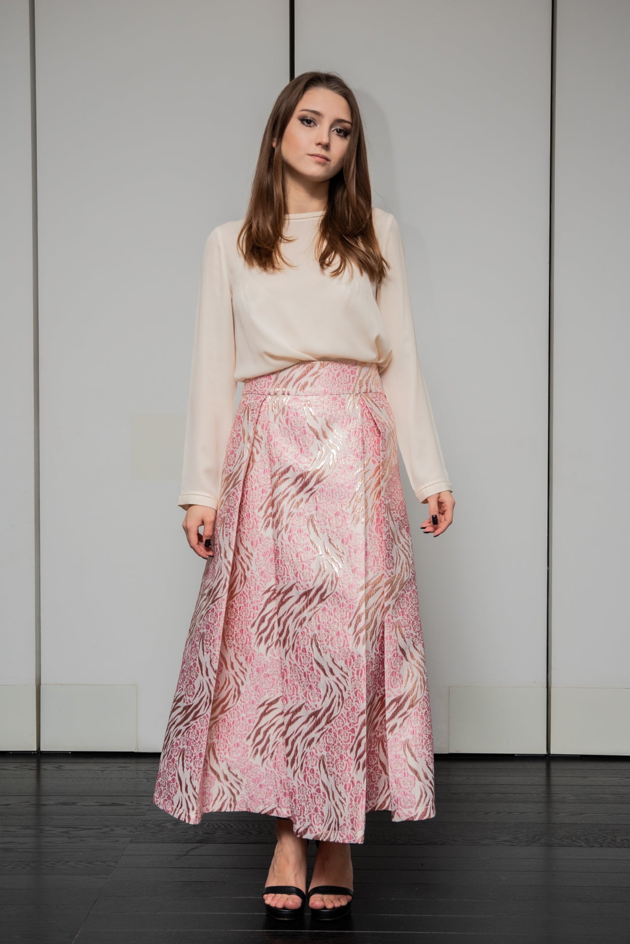 Gonna Robi  Broccato Fuxia