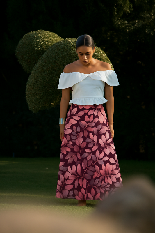 Gonna Valentina Foglie Burgundy