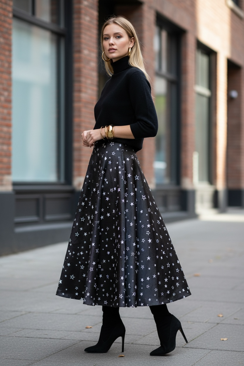 Gonna Malu’ in satin blu motivo stelle