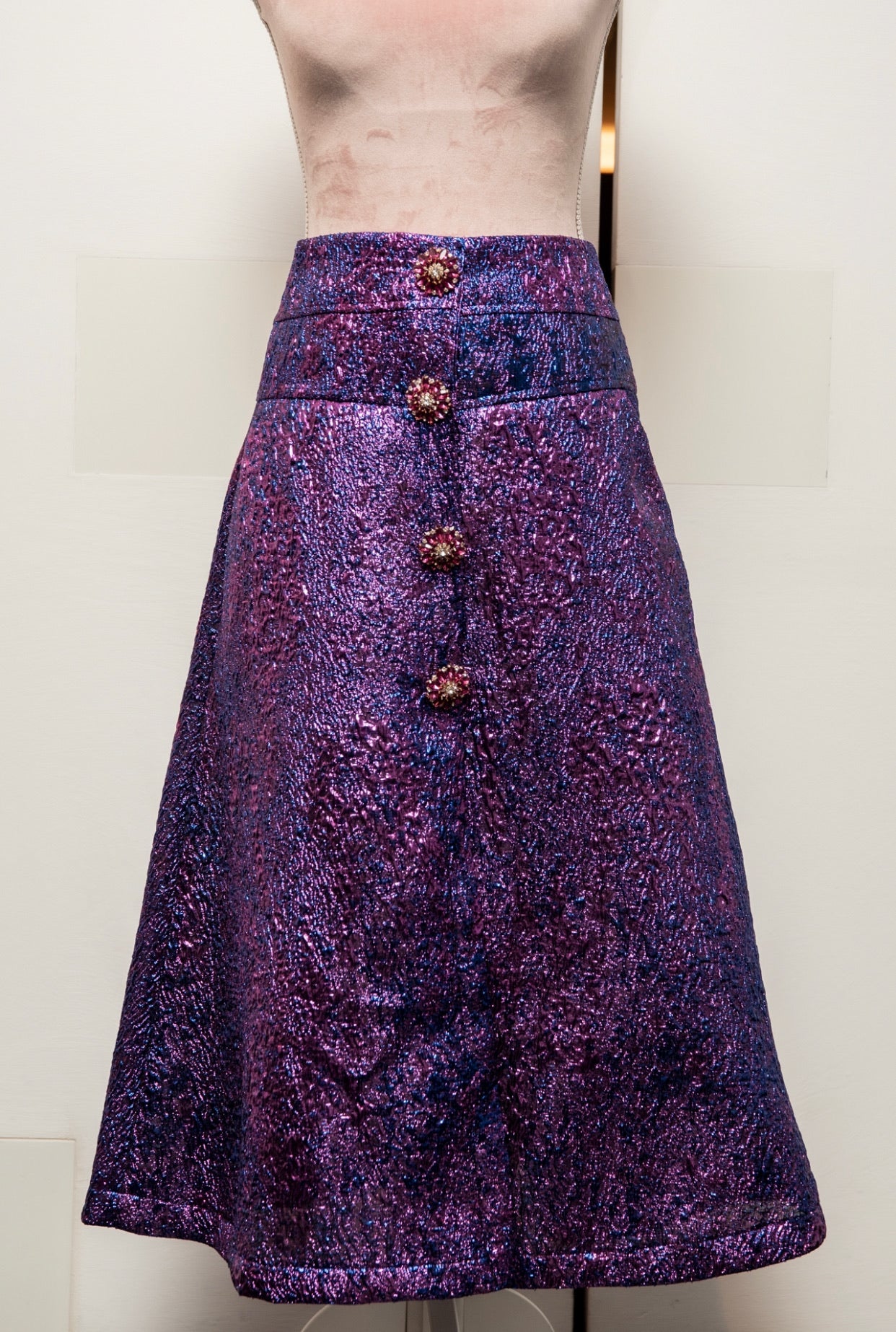 Gonna Letizia Broccato Viola