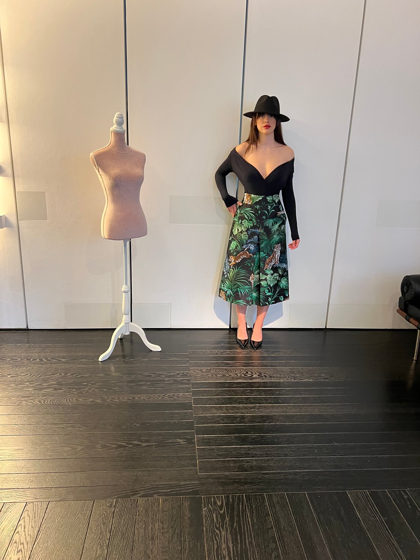 Gonna Sofia broccato con Jungle