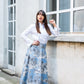 Gonna Toile de Jouy Valentino raso di cotone Azzurra
