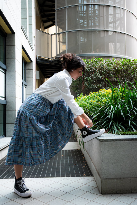 Gonna Franci Tartan Azzurro