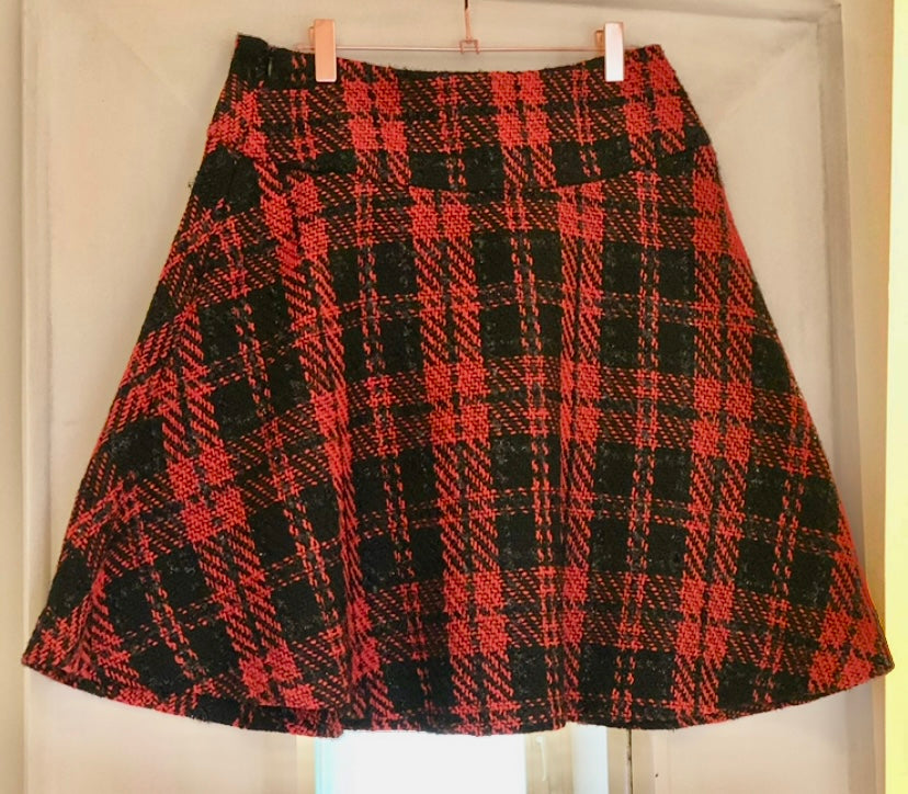 Gonna Valentina Corta Tweed Lame’ Rosso e Nero a Quadri