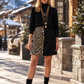 Gonna Monica in pelle e paillettes leopardo