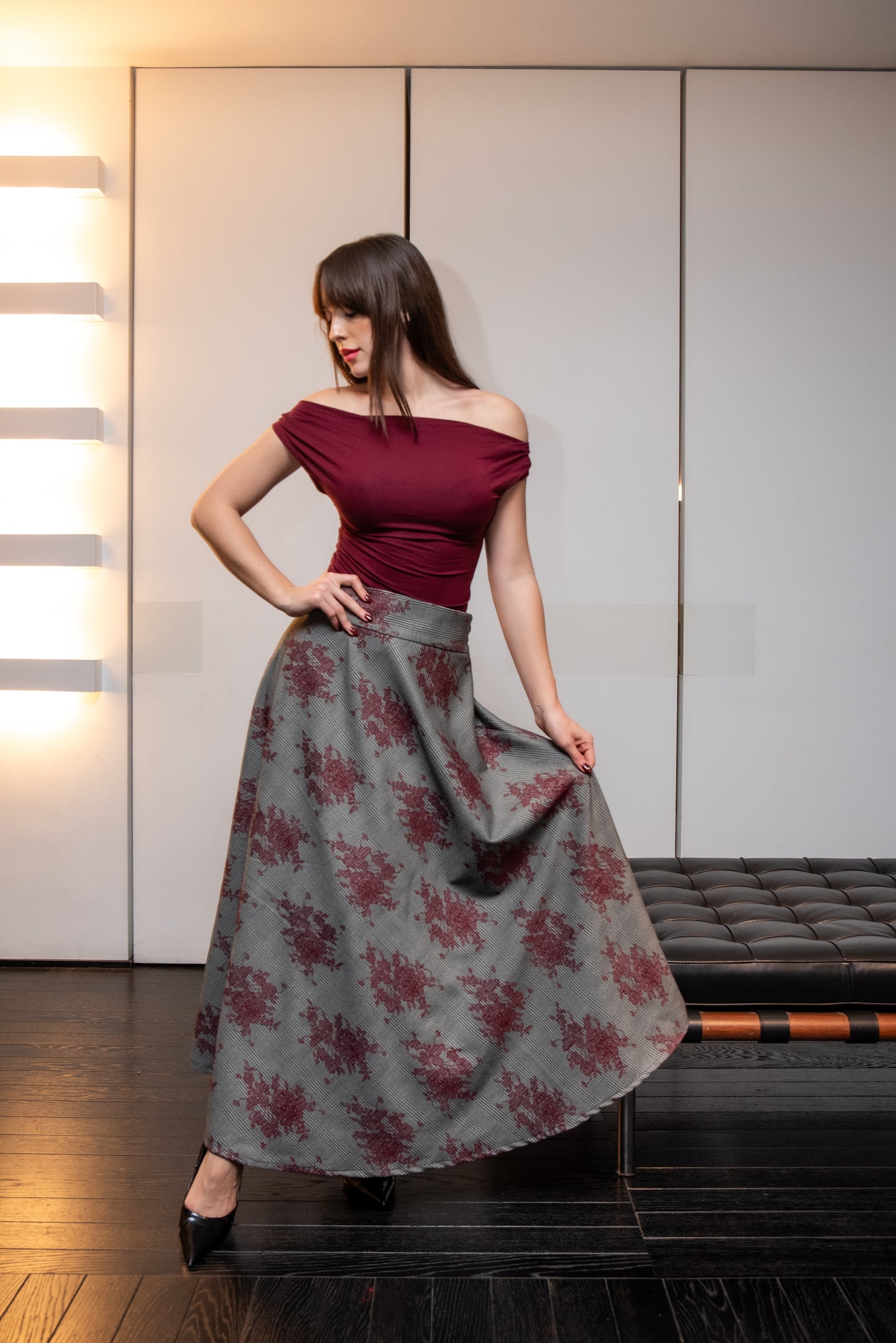 Gonna Valentina Principe di Galles Ricamato LIMITED EDITION