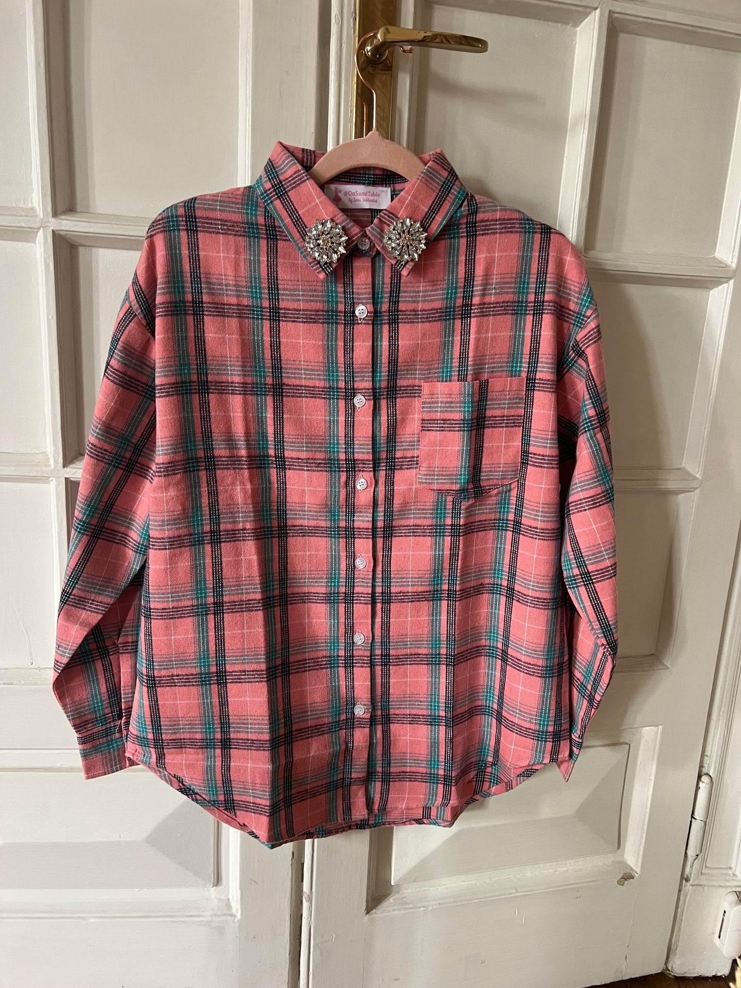 Camicia Rosa con colletto Fiori