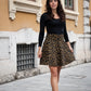 Gonna Valentina Corta Jeans Leopardo