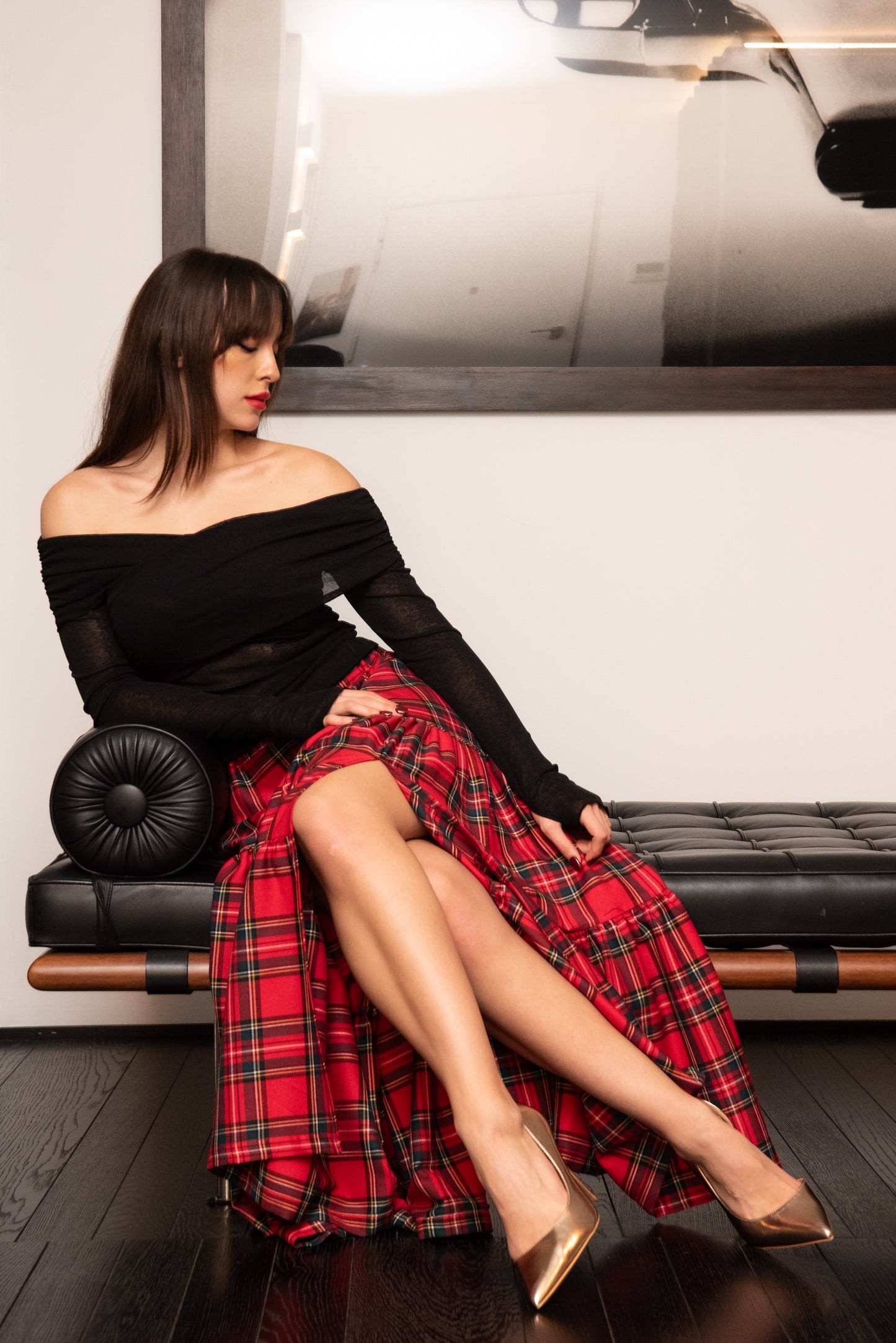 Gonna Franci Tartan Rosso