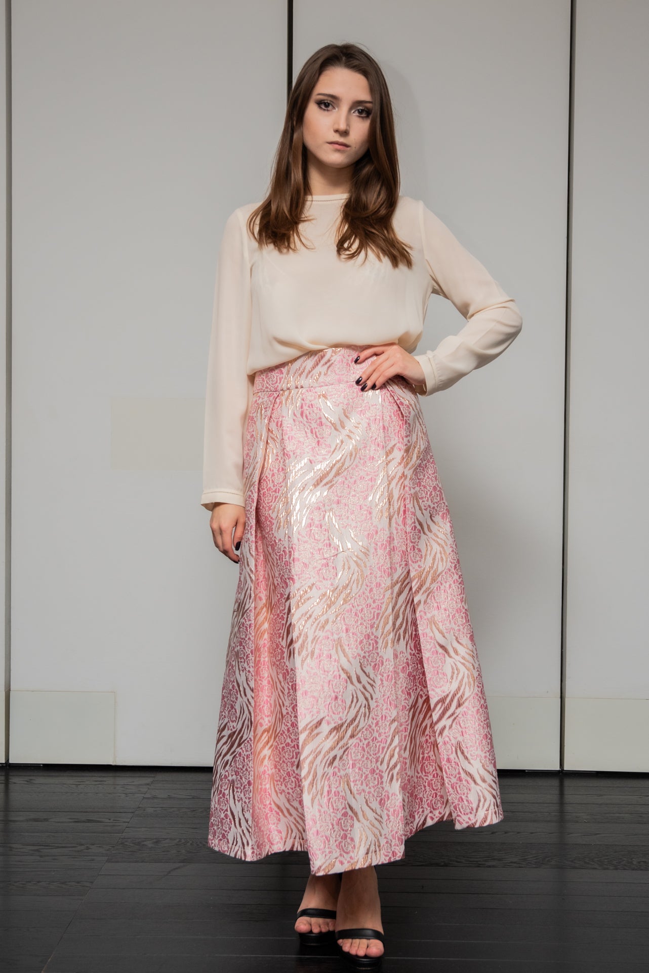 Gonna Robi  Broccato Fuxia