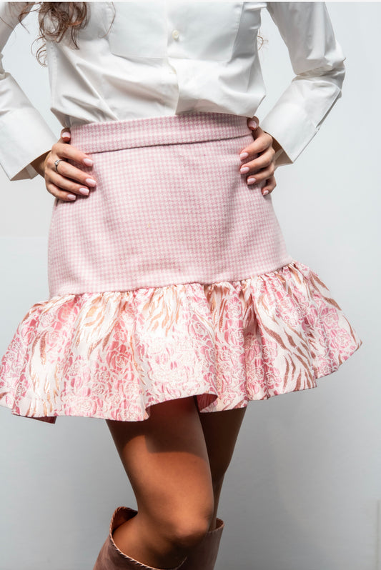 Gonna Kiki in Lana con Balza in Broccato Giallo