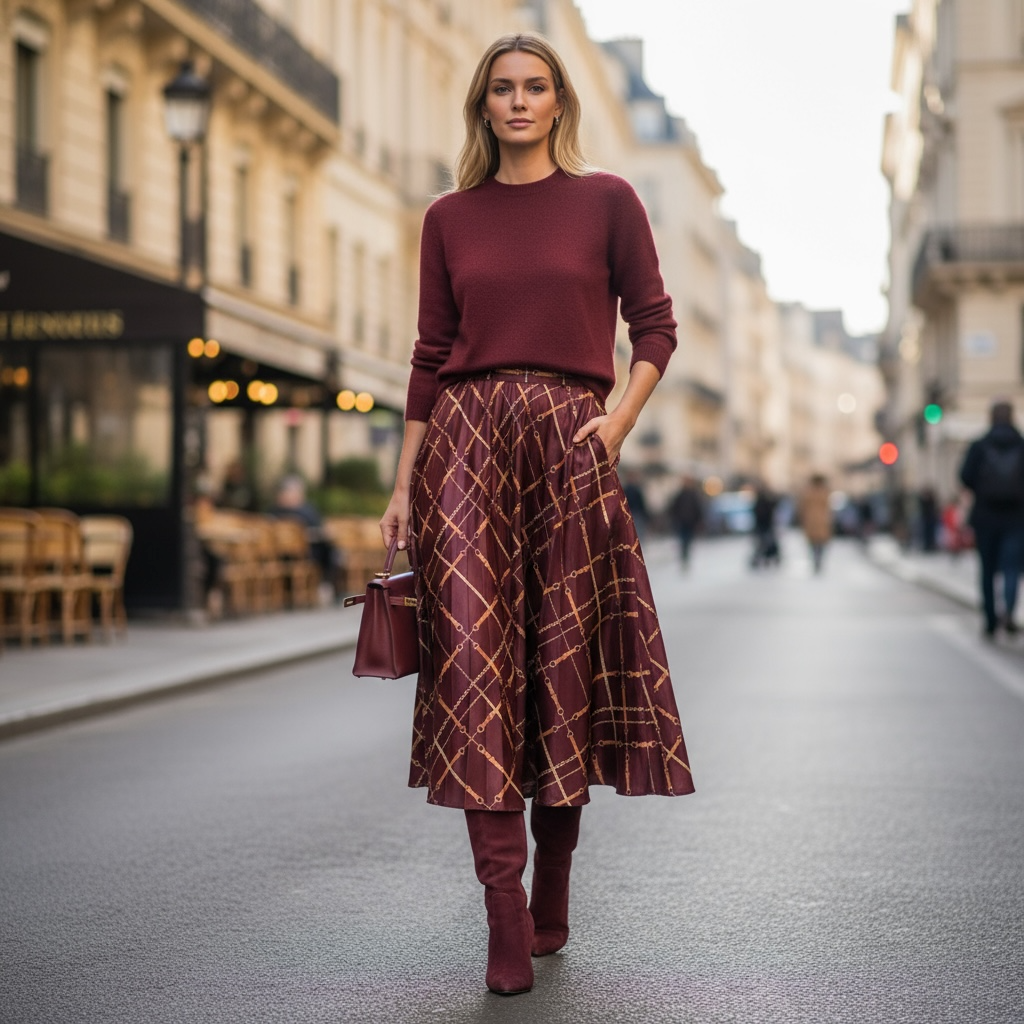 Gonna Valentina Tessuto Satin Cinghie Bordeaux