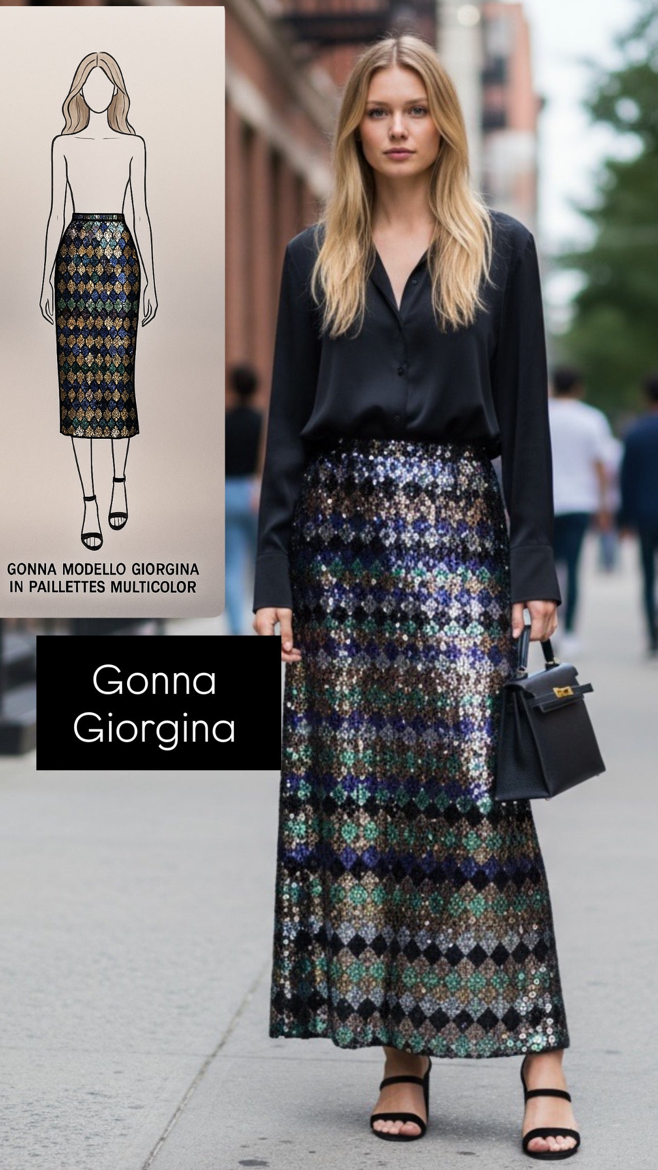 Gonna Giorgina  Paillettes Arlecchino