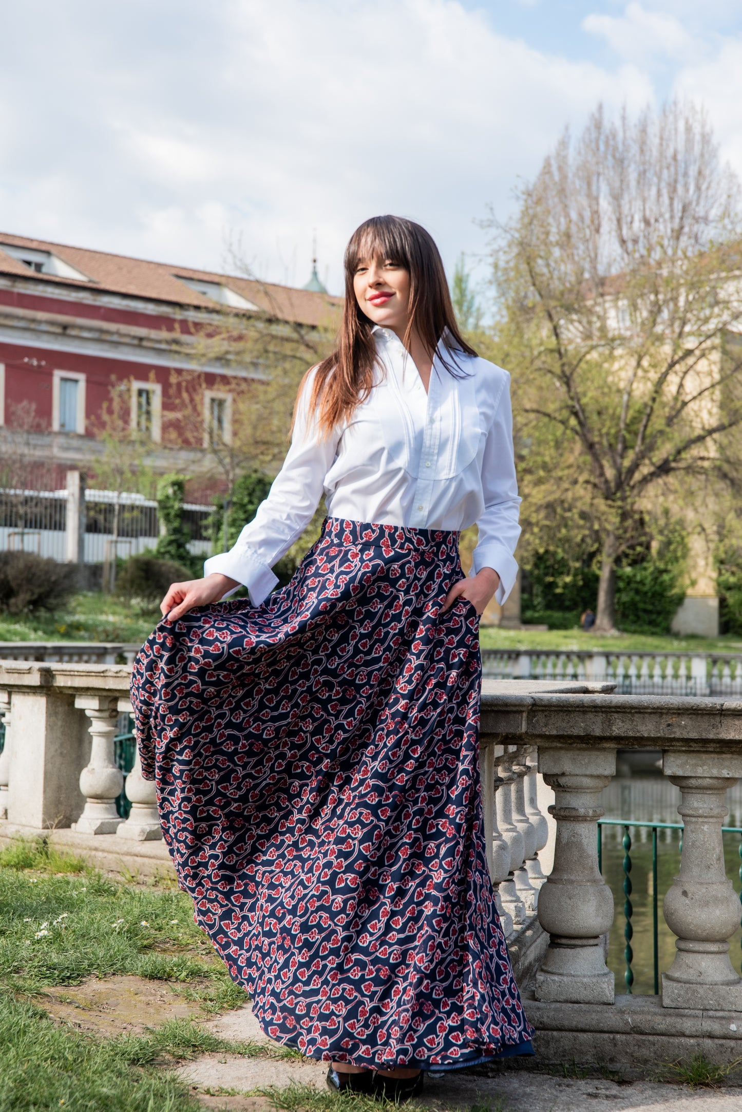 Gonna Malu’ Chiffon blu e bordeaux