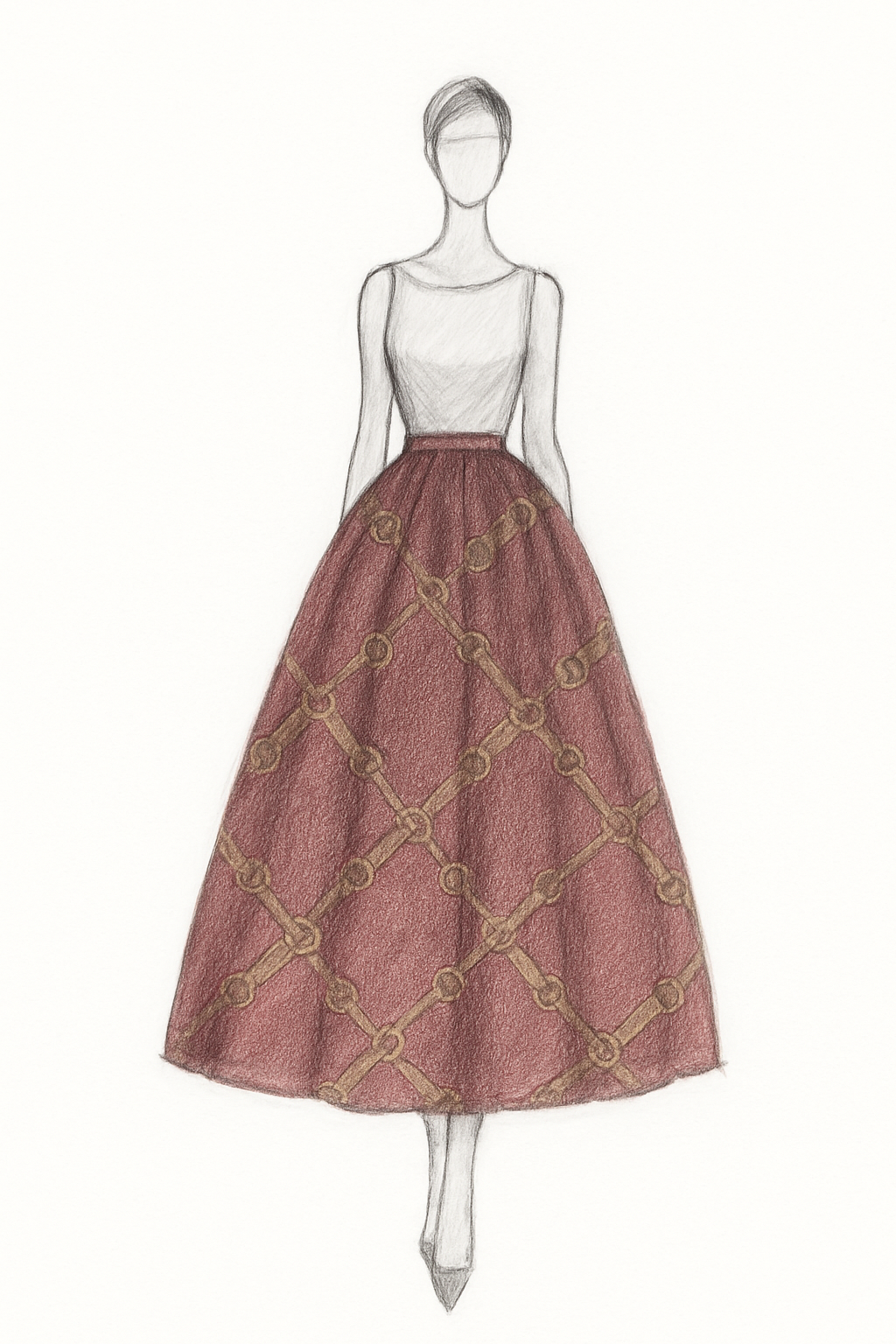 Gonna Valentina Tessuto Satin Cinghie Bordeaux