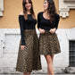 Gonna Valentina lunga in jeans Leopardo