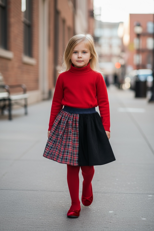 Gonna KIDS bicolore Duble velluto nero tartan