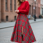 Gonna Antonia tartan rosso