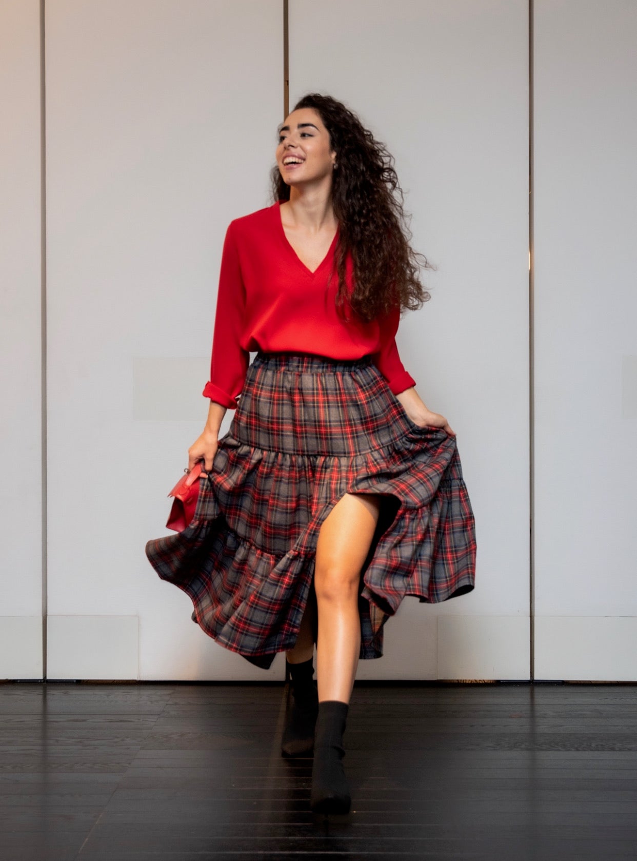 Gonna Franci Tartan Grigia