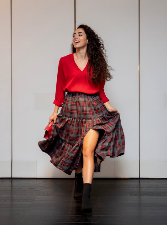 Gonna Franci Tartan Grigia