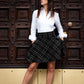 Gonna Valentina Corta Tweed Nero e Oro