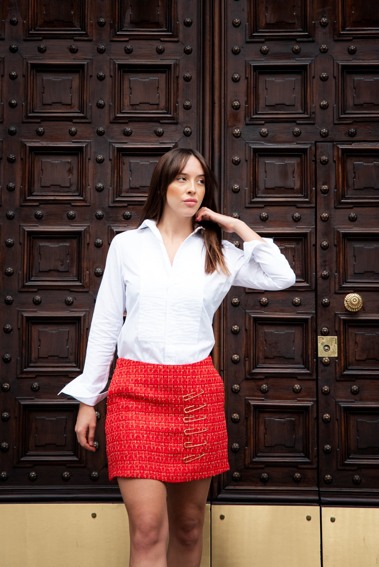 Gonna Monica in tweed rosso