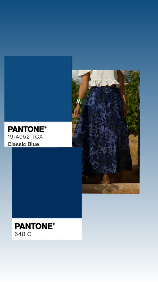 Gonna Valentina Douchesse Foglie Blu