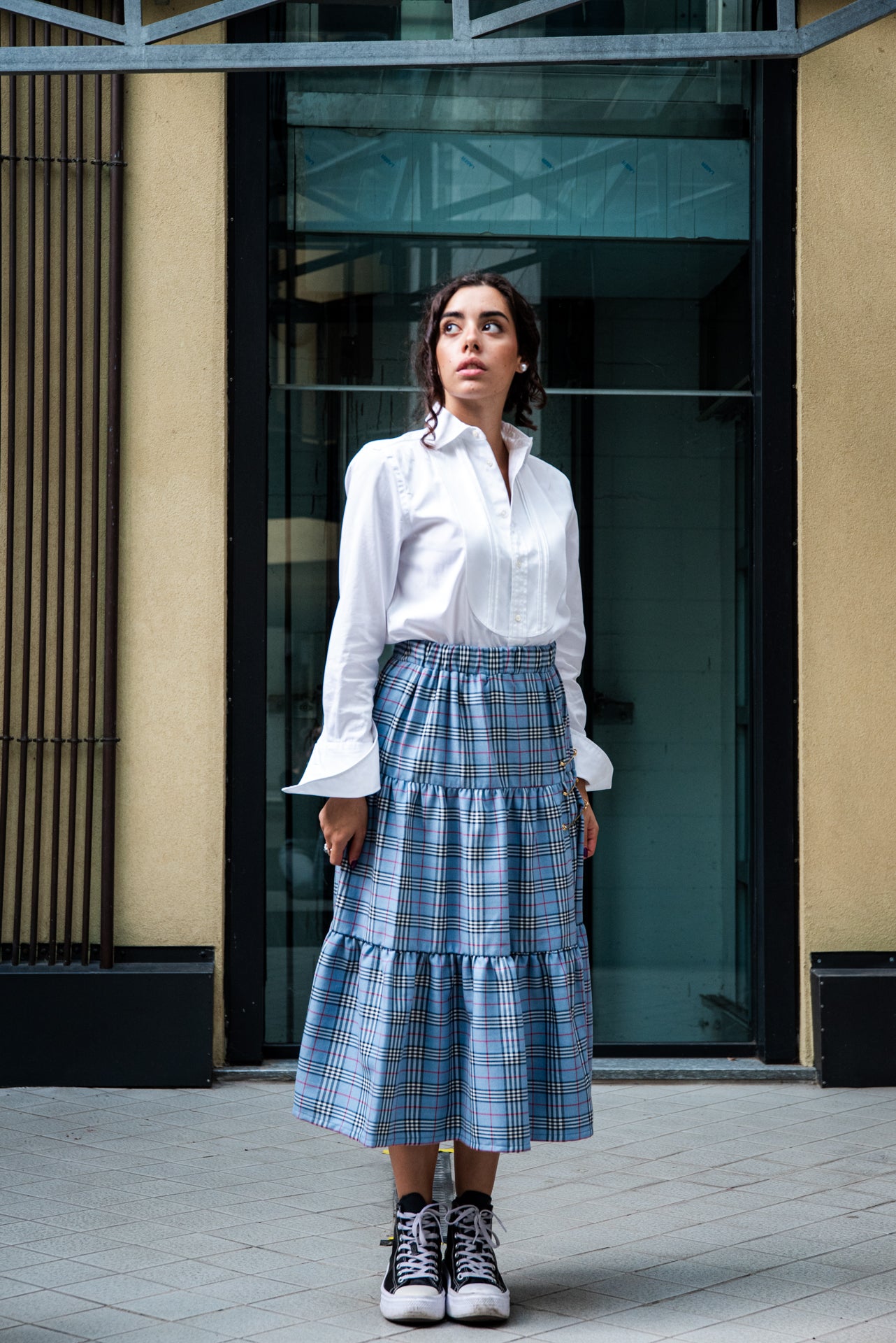 Gonna Franci Tartan Azzurro