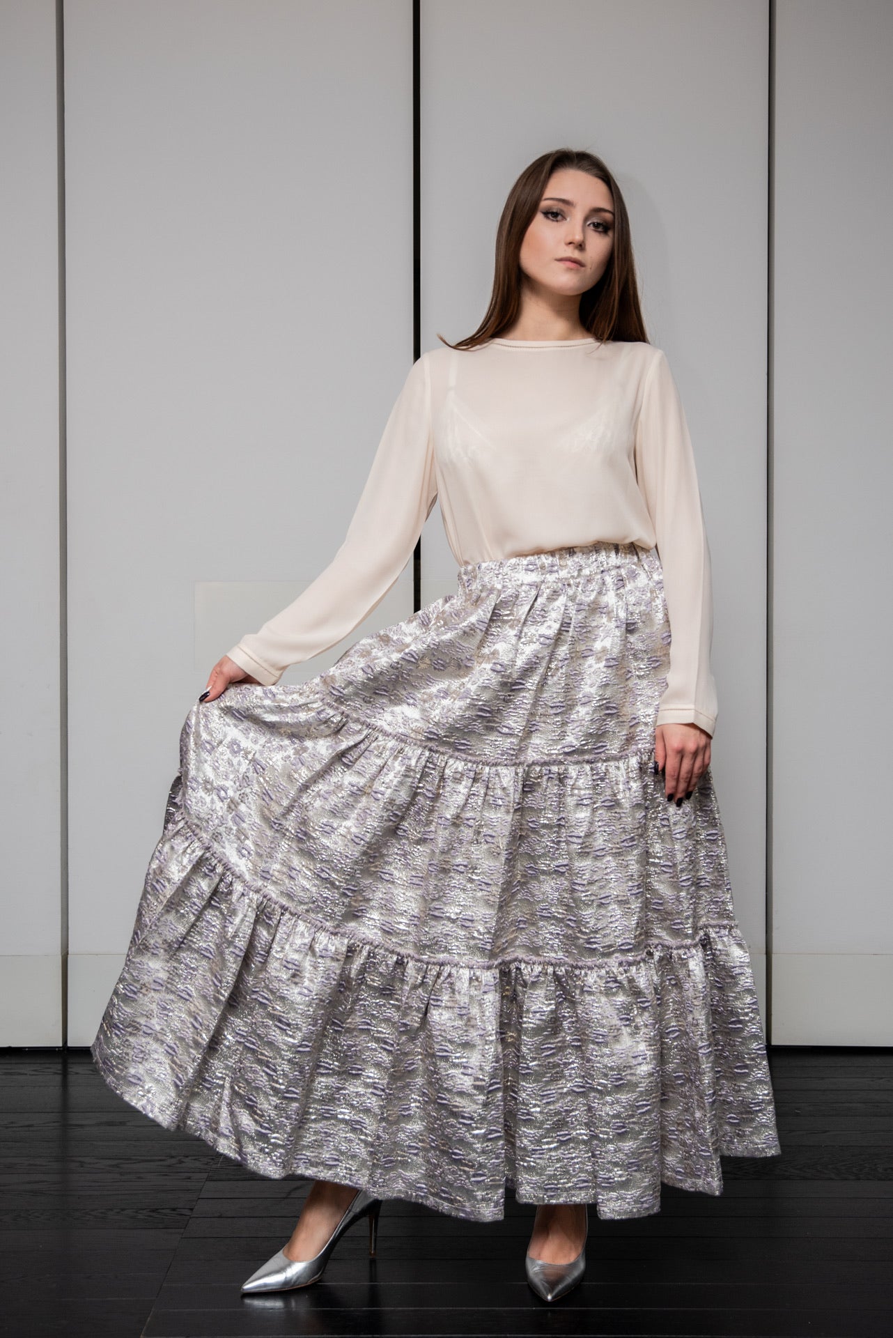 Gonna Franci  Broccato argento