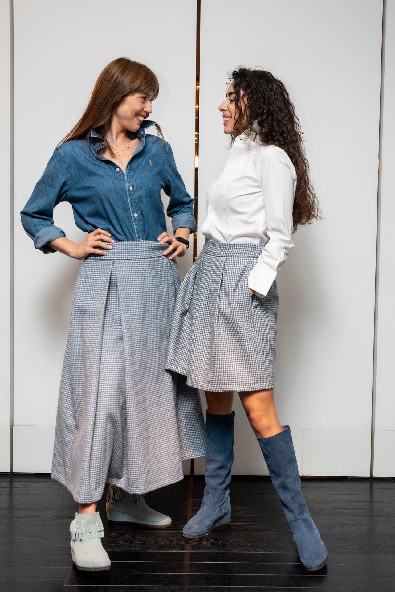 Gonna Paola Lana Quadretti Azzurro Cielo