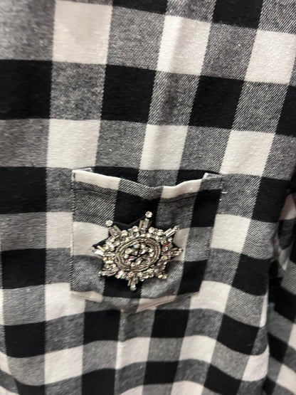 Camicia Bianca Quadri neri fiocco di neve