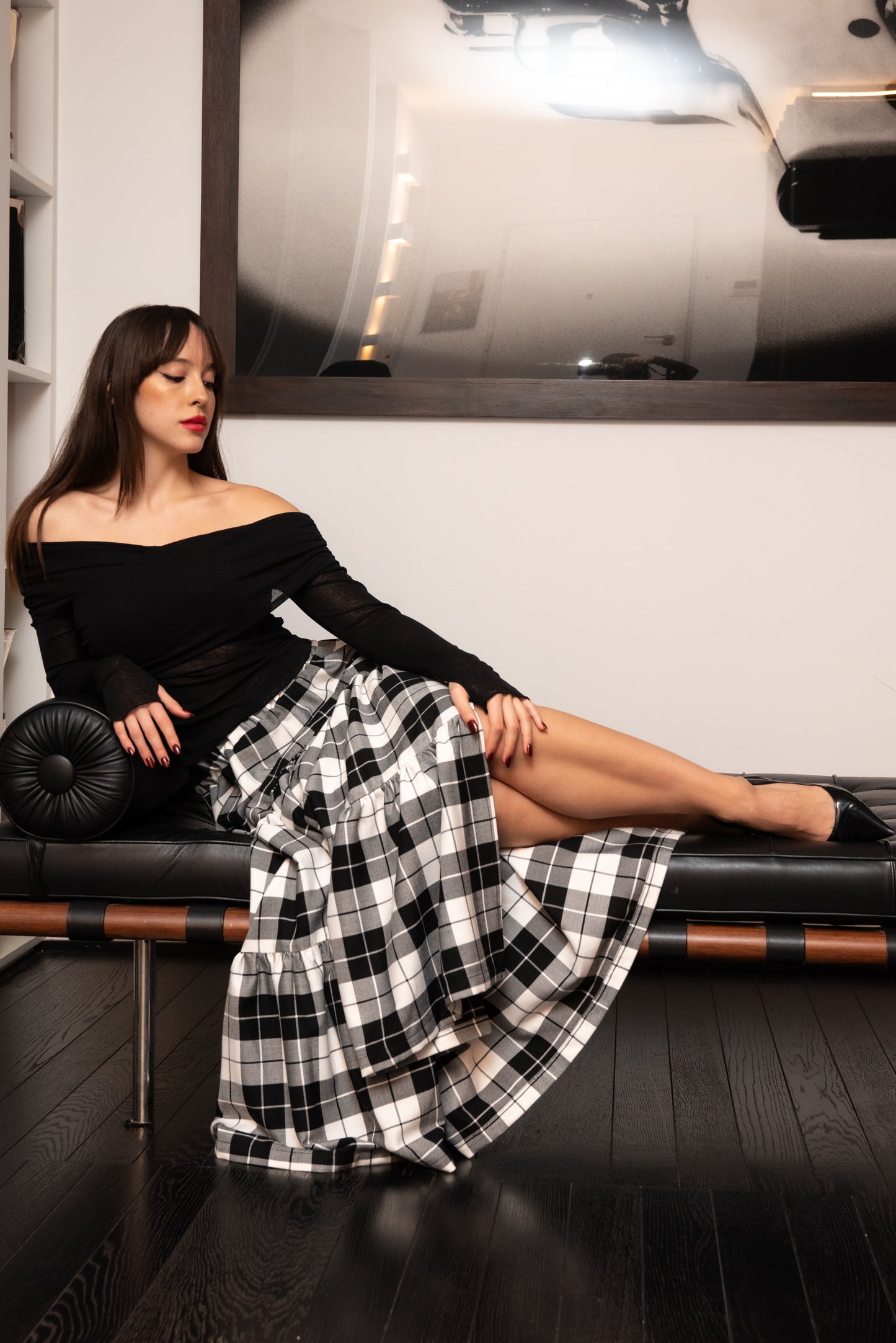 Gonna Franci Tartan Scacchi Bianco