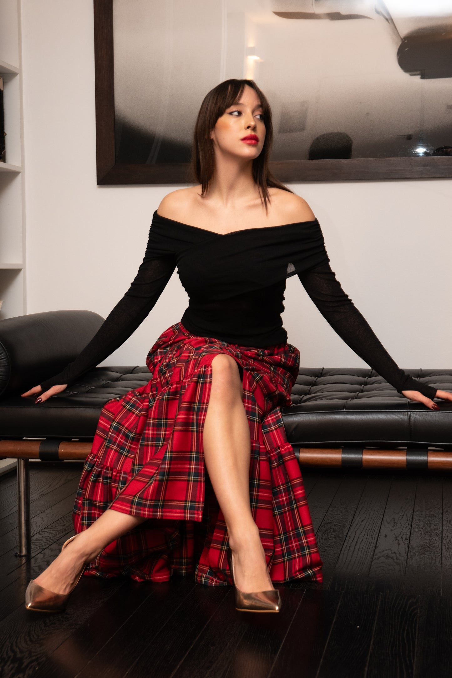 Gonna Franci Tartan Rosso