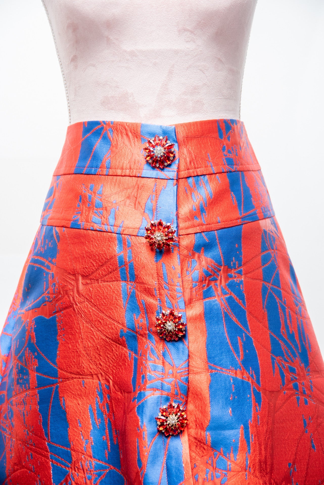 Gonna Letizia Broccato Rosso