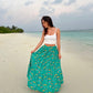 Gonna Franci Cotone verde  micro fantasia