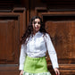 Gonna Kiki in tessuto JUTA con Balza in Broccato verde