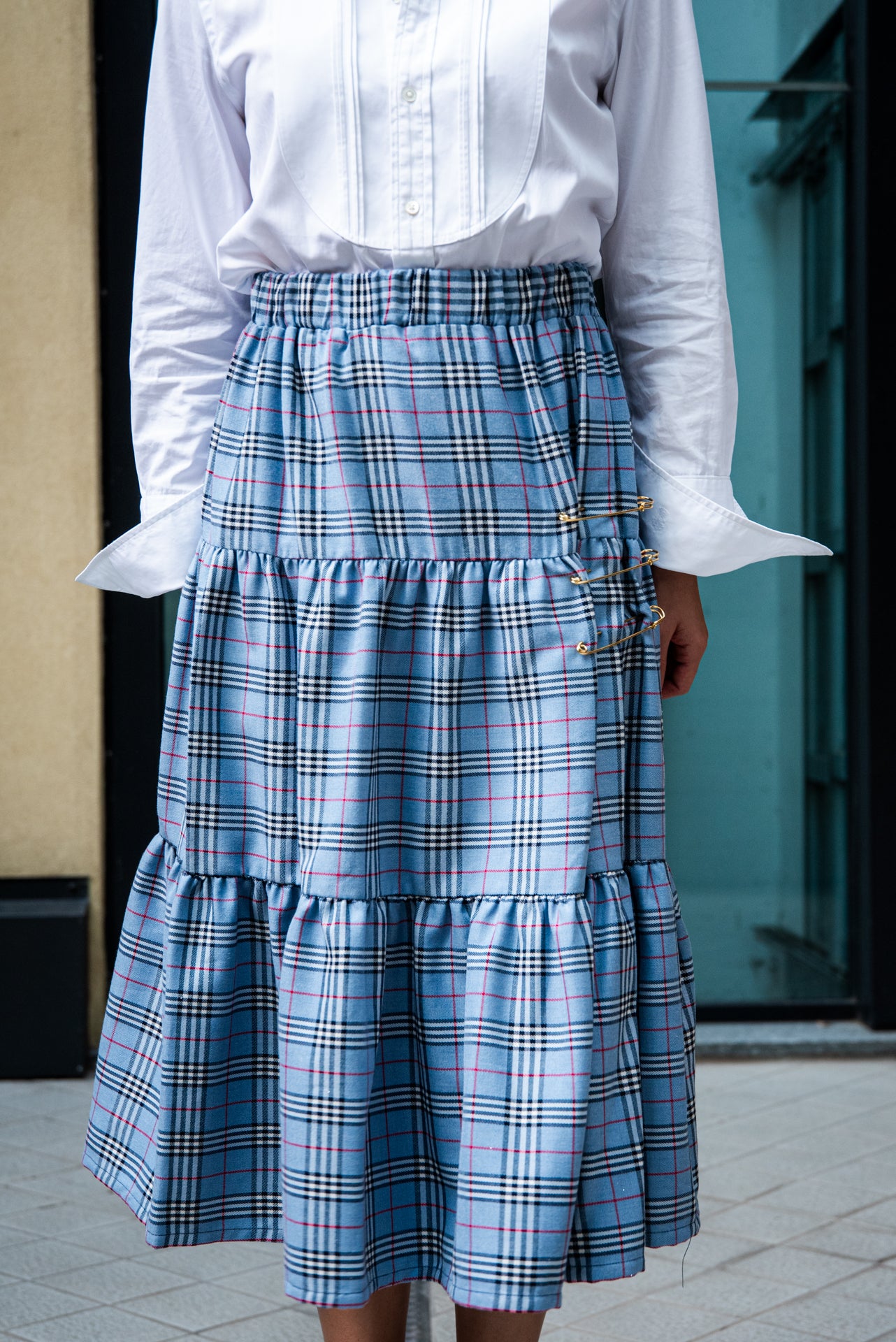 Gonna Franci Tartan Azzurro