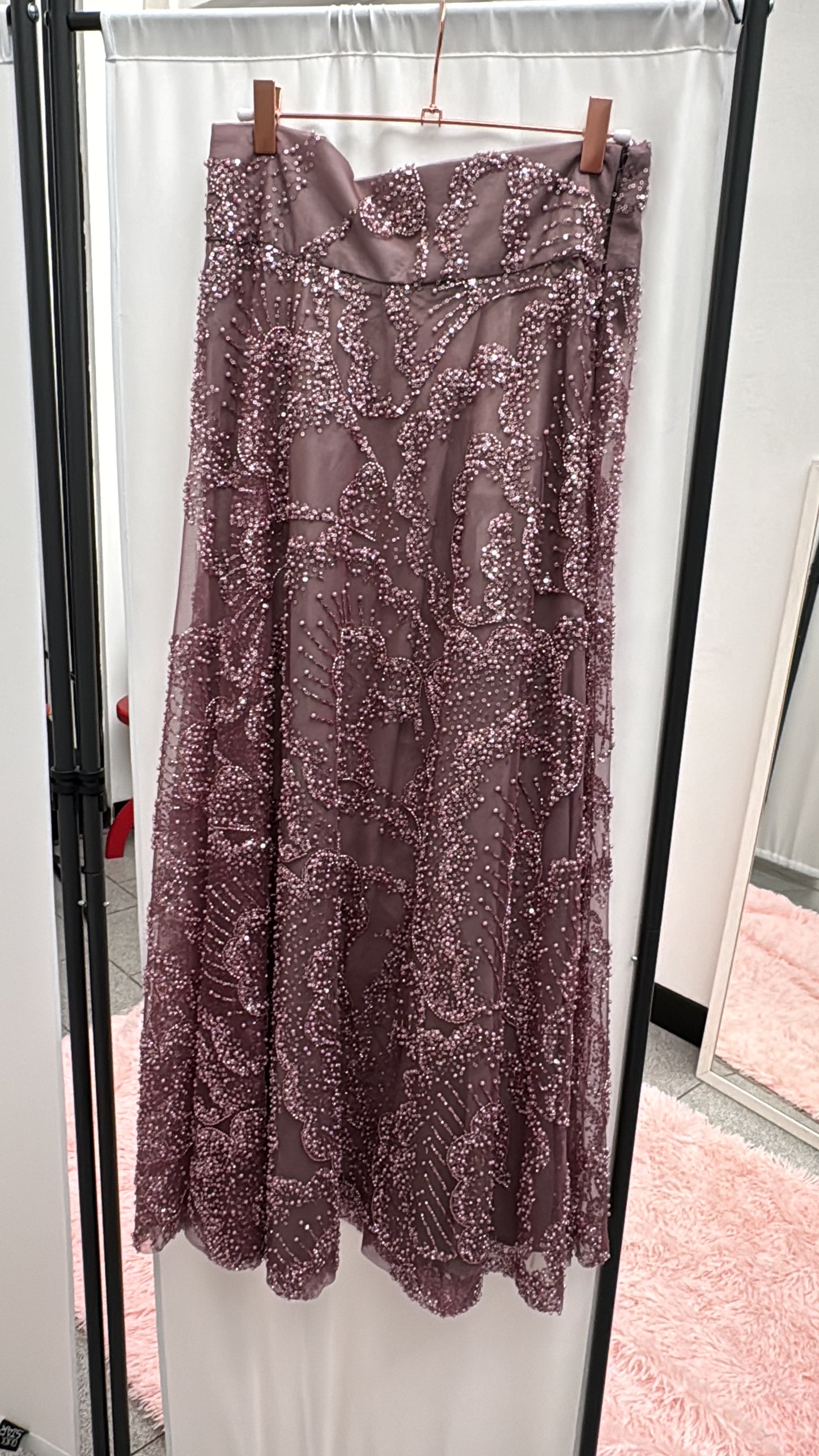 Gonna Valentina Paillettes e Cristalli LUXURY EDITION malva