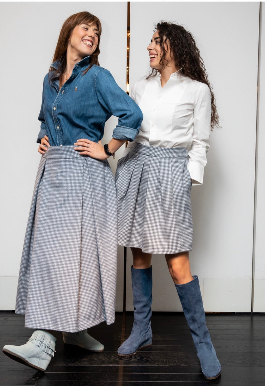 Gonna Paola Lana Quadretti Azzurro Cielo